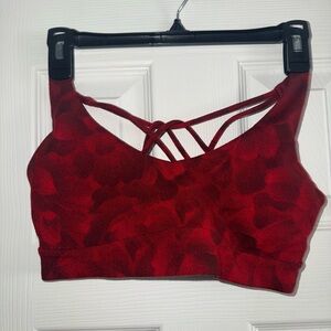 Athleta Red Floral Strappy Bra